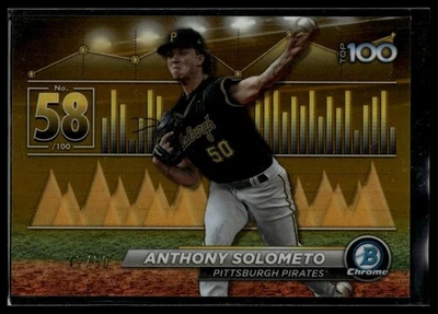 2024 Bowman #BTP-58 Anthony Solometo Bowman Scouts' Top 100 Gold Refractors #/50 - Image 1 of 2