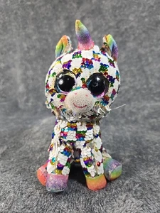 TY Flippables Sequin Plush - COSMO the Checkered Unicorn (Regular Size - 8 Inch) - Picture 1 of 9