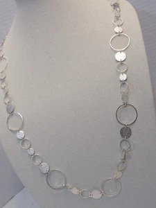 Collana lunga vintage tono argento retrò boho chic old money classica artsy preppy - Foto 1 di 4