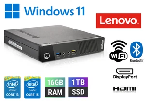 CHEAP FAST Windows 11 Pro TINY MINI Desktop PC CORE i5 16GB RAM 1TB SSD WIFI LEN - Picture 1 of 5