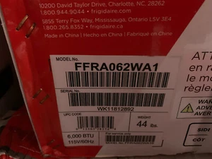 Frigidaire 6000 BTU Window Air Conditionerfor for 250 Sq Ft FFRA062WA1 - Picture 1 of 2