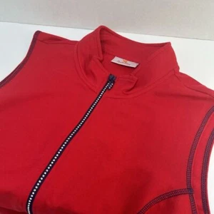 Quacker Factory NWT Red French Terry Full Zip Embellished Rhinestone Vest Size L - Picture 1 of 7