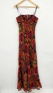 Vtg Y2K Silk David Meister Gown 6 Beaded Southwestern Rodeo Festival Maxi Dress - Picture 1 of 17