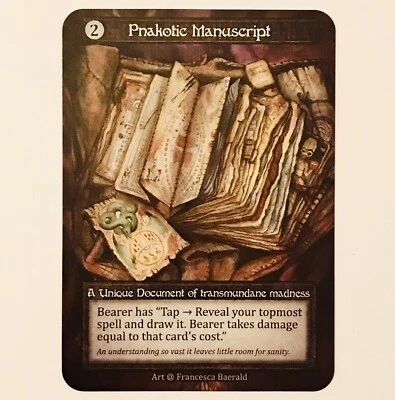 ALPHA / KICKSTARTER UNIQUE RARE PNAKOTIC MANUSCRIPT SORCERY CONTESTED REALM CARD - Image 1 of 3