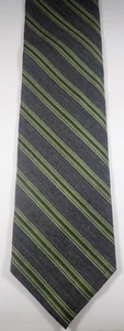 HICKEY FREEMAN GRAY GREEN BLACK WHITE HERRINGBONE STRIPES WOOL/SILK NECK TIE - Picture 1 of 11