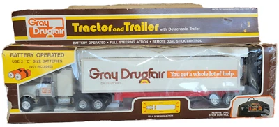 Hing Cheong 1984 Gray Drugfair Tractor and Trailer Remote Controlled Tractor - Image 1 of 4
