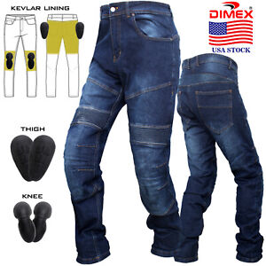 Mens Armoured Motorcycle Denim Jeans Motorbike Pant Trousers Lined with Kevlar