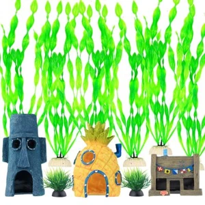 23 Pcs Aquarium Decorations Fish Tank Artificial Green Water Plants with Resi... - Picture 1 of 6