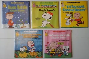 charlie brown records PEANUTS set completo di 5 45 giri + fumetto vince guaraldi - Picture 1 of 2