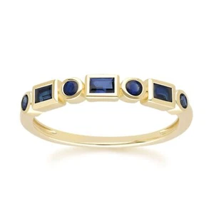 Anillo de eternidad clásico de zafiro en oro amarillo de 9 quilates - Imagen 1 de 5