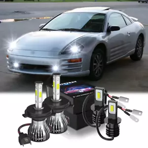 For Mitsubishi Eclipse 2000-2002 LED Headlight Hi/Lo 9003+H3 Fog Light Bulbs - Picture 1 of 12