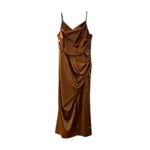 Birdy Grey Shiny Satin Rust Evening Gown Dress Womens Size XXL Bridesmaid - Picture 1 of 11