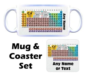 PERSONALISIERTE Periodensystem Druck Keramik Tasse & Untersetzer Weihnachten Geburtstag Geschenk - Bild 1 von 7