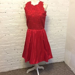 Catherine Regehr vintage 90s lace and silk taffeta party dress red size large - Bild 1 von 9