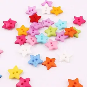 Pkg of 100 STAR Plastic Buttons 1/2" (12mm) Craft Scrapbook (2104) Mixed Colors - Picture 1 of 3