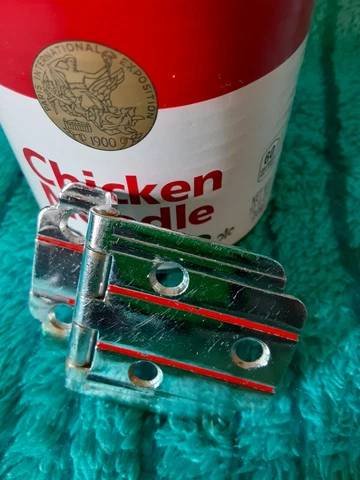 Vintage Antique Deco Chrome Stepped Skyscraper Red Offset Cabinet Hinge Cover