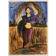 ACEO ORIGINAL PAINTING Mini Collectible Art Card People Working Woman Girl Lady
