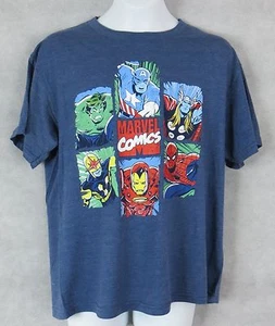 Marvel Comics Boys Blue T-Shirt New Captain America Iron Man Thor Hulk Spiderman - Picture 1 of 3