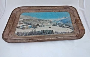 1981's Old Vintage India Iron Tin Serving Litho Print Tray Beautiful Scenery - Bild 1 von 7
