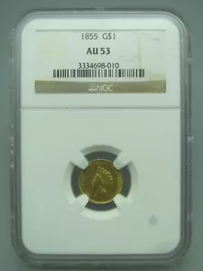 1855 $1 Gold Indian Princess Type 2 NGC AU 53 - Picture 1 of 6