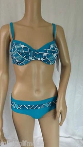 ★ NATURANA ★  42   Bikini m. Bügel ~ Bügel-Bikini ~ türkis/petrol/weiss ~ CUP C - Bild 1 von 9