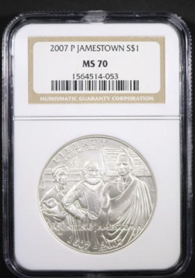 2007 P Jamestown Commemorative Silver Dollar NGC MS70 - Image 1 of 4
