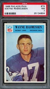FB - 1966 Philadelphia - #74 - Wayne Rasmussen - PSA 7 - NM - Picture 1 of 2