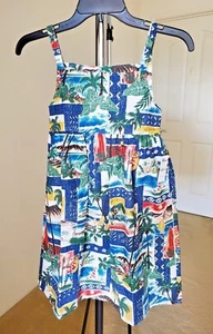 NWT Reyn Spooner Girls Sun Dress size 8 Hawaiian Christmas Santa Reverse Print - Picture 1 of 8