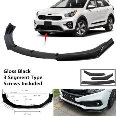 Add-on Universal Fit For Kia Niro 2017-2022 Front Bumper Lip Spoiler Splitter - Image 1 of 4