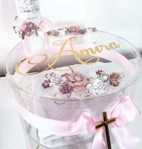 Plain Clear Round Acrylic Catholic Christening Baptism Display Keepsake Box Gift - Picture 1 of 4