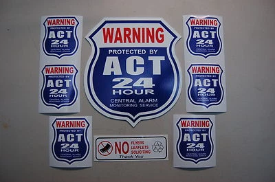  yard sign + 6 STICKERS Security surveillance Home Alarm Business Burglar 24 hr - Image 1 of 2