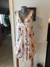 New Planet Pink/gray/ivory Floral Print Sun Dress Shift Pleated Detail 12