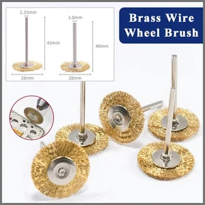 28mm Brass Wire Wheel Brush 2.35/3mm Shank for Rotary Tool Polish Cleaning Tool - Picture 1 of 11