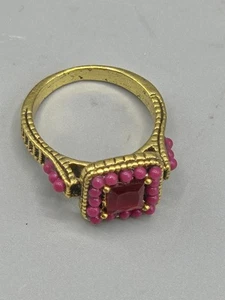 Bohemian Aged Gold Damen Ring Größe 9,5 Burgunder Steine Boho Chic schöner Ring - Bild 1 von 5