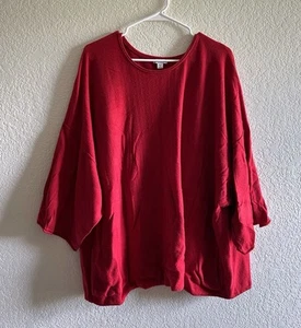 Pure J Jill Sweater Womens 2X Kimono Cashmere Blend Red Lagenlook Plus Size - Picture 1 of 8