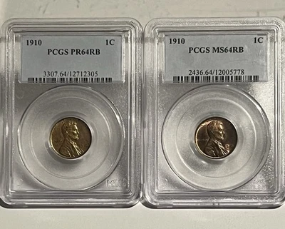 1910 Proof PR64 Lincoln Wheat Cent (rare) And 1910 Business Strike Set PCGS RB - Image 1 of 4