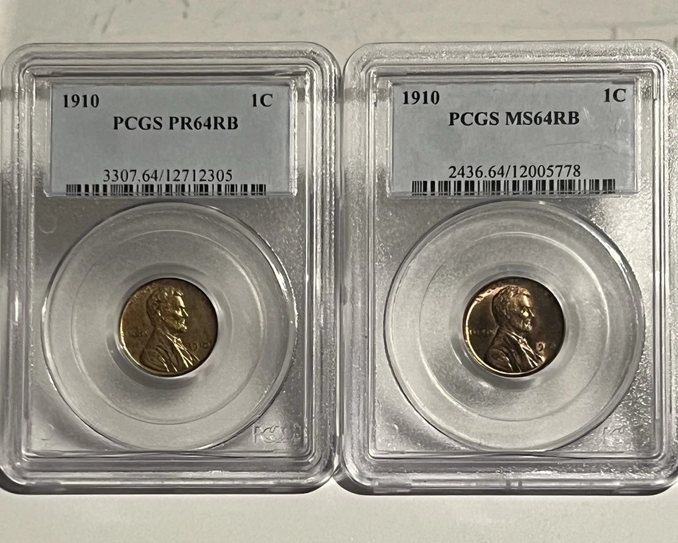 1910 Proof PR64 Lincoln Wheat Cent (rare) And 1910 Business Strike Set PCGS RB - Image 1 of 4