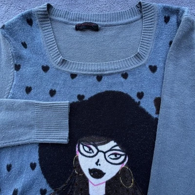 Custo Barcelona Sweater Womens Small Gray Tunic Dress Happy New Year Graphic - Image 1 of 4