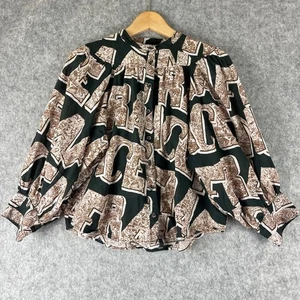 Anthropologie Maeve Top Womens Small Blouse Oversized Graphic Print Cotton Boho - Picture 1 of 14