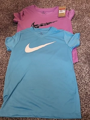 Lot Of 2 NIKE Girls Dri Fit  Short Sleeve Shirts size Large NWT  - Image 1 of 4