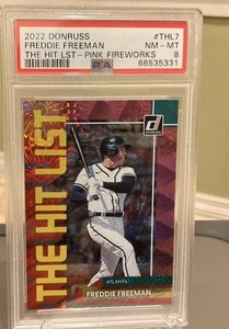 2022 Donruss # THL-7 The Hit List Pink-Fireworks Freddie Freeman PSA 8 ⚾️ - Picture 1 of 3