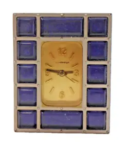 New Modernistic Time Design 12 Purple tile Table/Desk Analog Quartz Clock - Picture 1 of 6