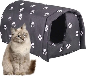 Fhiny Stray Cats Shelter, Waterproof Outdoor Cat L:21.7"×16"×14.5", Black - Picture 1 of 7