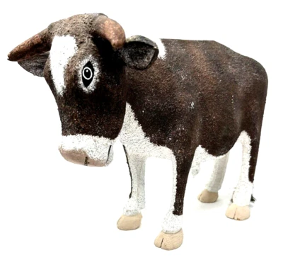 Figura BULL COW MARRÓN BLANCO 9 pulgadas de alto, 14 pulgadas de largo Foto 1 de 4