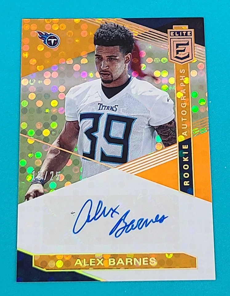 2019 Elite Rookie Auto Orange /25 AU RC #RA-AB Alex Barnes Football Card S3 - Image 1 of 2