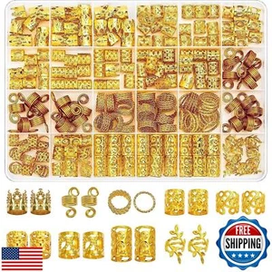 220 Pezzi Treccia Gioielli Capelli Oro, Accessorio Capelli Tuefuzy, Accesso Dreadlock Capelli - Foto 1 di 5