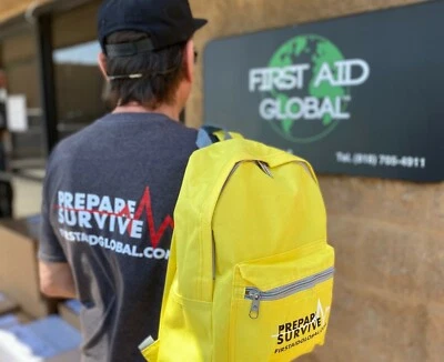 PREPARESURVIVE Survival Backpack for 2-Persons in Red, Lime or Yellow w/Iosat Potassium Iodide