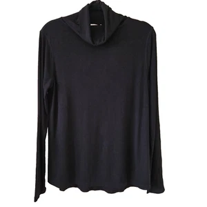Terrera Top Womens L Black Turtleneck Bamboo Spandex LS Sustainable Minimalist - Picture 1 of 11