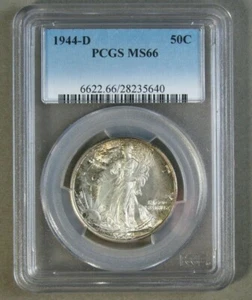 1944-D Walking Liberty Silver Half Dollar PCGS Certified MS 66 Old US Coin #539 - Picture 1 of 6