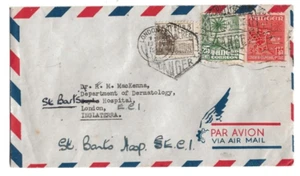 SPANISH MOROCCO (TANGIER PO) 1950 airmail cover TANGIER to GB, 3 colour franking - Picture 1 of 1